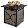 25 Inch Outdoor Propane Fire Pit Table 40000 BTU Square Gas Fire Pit Table with Lid & Fire Glass