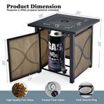 25 Inch Outdoor Propane Fire Pit Table 40000 BTU Square Gas Fire Pit Table with Lid & Fire Glass