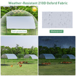 25FT Large Metal Chicken Coop, Galvanized Walk-in Chicken Run with Waterproof Cover, Dome Poultry Cage Hen Run House Rabbits Habitat for Backyard Farm
