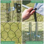 25FT Large Metal Chicken Coop, Galvanized Walk-in Chicken Run with Waterproof Cover, Dome Poultry Cage Hen Run House Rabbits Habitat for Backyard Farm
