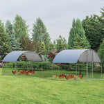 25FT Large Metal Chicken Coop, Galvanized Walk-in Chicken Run with Waterproof Cover, Dome Poultry Cage Hen Run House Rabbits Habitat for Backyard Farm