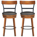 25.5" Swivel Bar Stools Set of 2 Counter Height Dining Chairs with Leather Padded Seats & Ergonomic Backrests