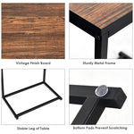 Sofa Side Table, C-Shaped End Table with Wooden Top & Steel Frame, Vintage Couch Table for Coffee, Laptop, Snack, Living Room TV Tray Table