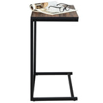 Sofa Side Table, C-Shaped End Table with Wooden Top & Steel Frame, Vintage Couch Table for Coffee, Laptop, Snack, Living Room TV Tray Table