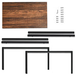 Sofa Side Table, C-Shaped End Table with Wooden Top & Steel Frame, Vintage Couch Table for Coffee, Laptop, Snack, Living Room TV Tray Table