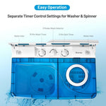 Portable Washing Machine 26LBS Semi-automatic Compact Twin Tub Washer Spin Dryer with Built-in Drain Pump