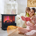 27" Freestanding Fireplace 1400W 3-Sided Electric Fireplace Heater with 3-Level Vivid Flame & Thermostat