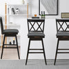 29.5" Swivel Bar Stool Set of 2 Wood Bar Height Dining Chairs with Upholstered Seats & Rubber Wood Legs