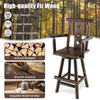 29" Wooden Swivel Bar Stool Bar Height Bistro Chair with Decorative Star Backrest & Wide Armrest