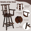 29" Wooden Swivel Bar Stool Bar Height Bistro Chair with Decorative Star Backrest & Wide Armrest