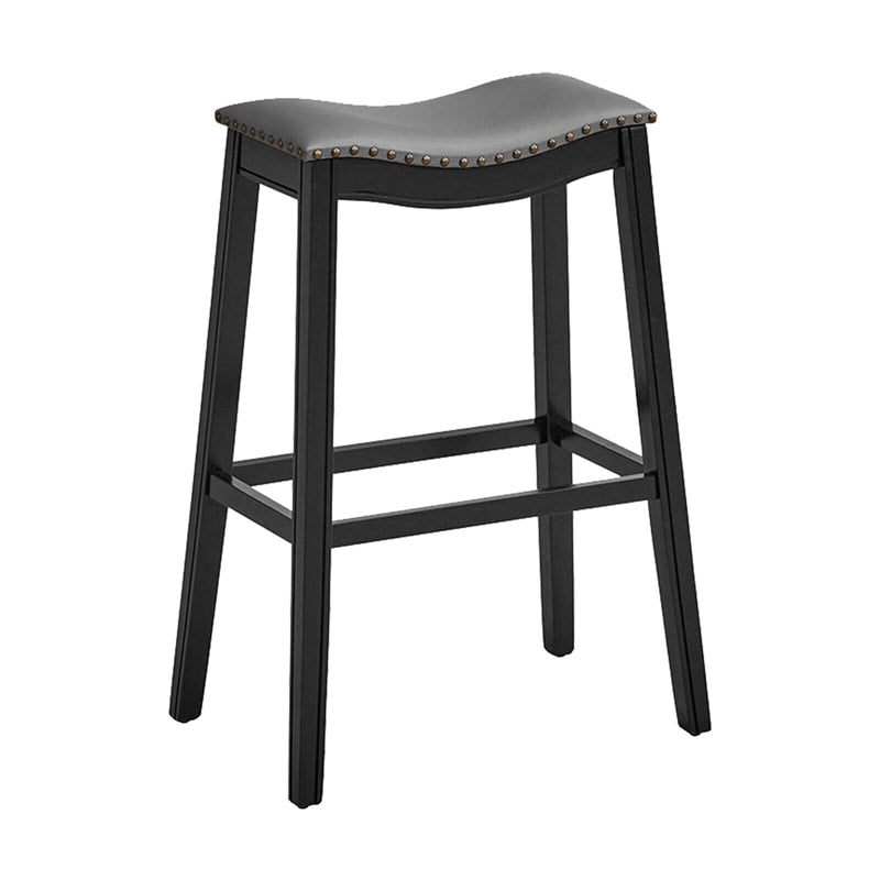 29-Inch Height Backless Saddle Stools Counter Height Bar Stools Set of 2 with Rubber Wood Legs & Cushioned Seat