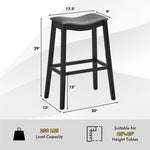 29-Inch Height Backless Saddle Stools Counter Height Bar Stools Set of 2 with Rubber Wood Legs & Cushioned Seat