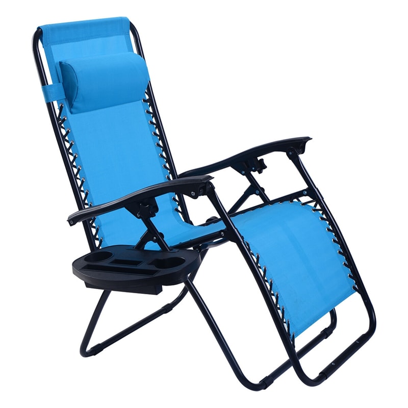 2 PCS Outdoor Folding Zero Gravity Chairs Lounge Chairs Patio Reclining Chairs