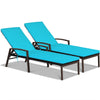2 PCS Outdoor Wicker Chaise Lounge Patio Lounge Chair Rattan Pool Sun Lounger with Cushions & Adjustable Backrests