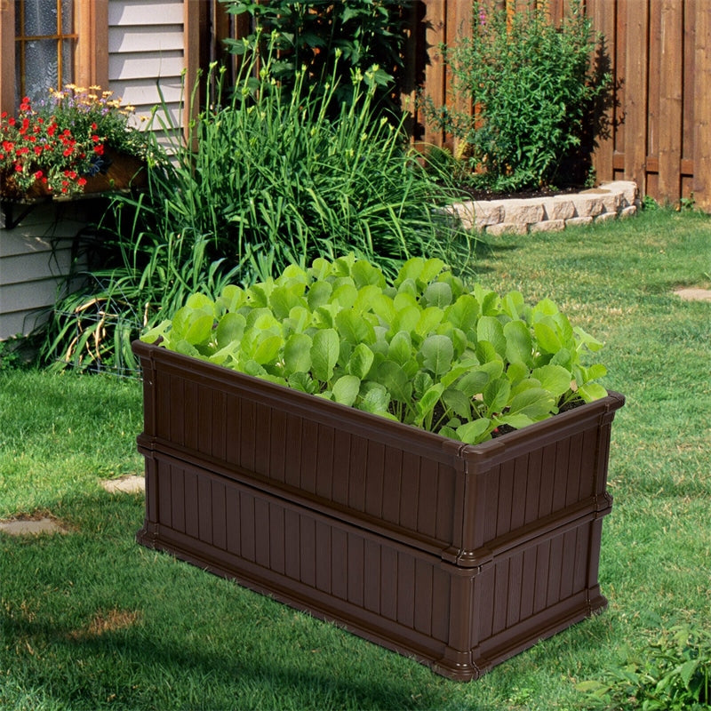 2 PCS Raised Garden Bed Outdoor Rectangle Plant Box