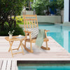 2PCS Outdoor Wooden Rocking Chair Patio Bistro Set with Folding Side Table
