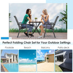 2PCS Patio Folding Dining Chairs Outdoor Sling Chairs Metal Frame Portable Chairs with Armrests for Lawn Garden Deck Camping Beach