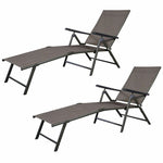 2 Pcs Outdoor Patio Chaise Lounge Chairs Adjustable Beach Recliner Chairs