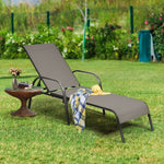 2 Pack Outdoor Sling Chaise Lounges Patio Lounge Chairs Sunbathing Chairs with 5 Adjustable Backrests & Sturdy Steel Frames