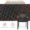 2 Pcs Wicker Stackable Outdoor Chairs PE Rattan Patio Dining Chairs with Galvanized Steel Frame & Acacia Wood Armrests