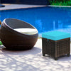 2 Pieces Rattan Patio Ottomans All Weather Outdoor Wicker Ottomans Footstools Footrests with Removable Cushions