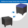 2Pcs Patio Rattan Ottomans Outdoor All Weather Wicker Cushioned Seat Foot Rest Ottomans