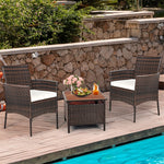 2 Pieces Outdoor Rattan Armchairs Patio Wicker Chair with Removable Cushions