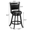 24" Wooden Swivel Counter Height Bar Stools Set of 2 High Back Upholstered Dining Chairs