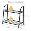 2 Tier Metal Plant Stand Flower Pots Holder with Adjustable Feet