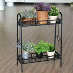 2 Tier Outdoor Metal Plant Stand Flower Pot Rack Display Holder - Bestoutdor