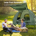 5-in-1 Tent Cot 2-Person Portable Outdoor Camping Tent Combo with Air Mattress Sleeping Bag & Sunshade