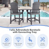 2PCS Tall Adirondack Chairs All Weather HDPE Outdoor Bar Stools Counter Height Bar Chairs with Middle Connecting Tray & Umbrella Hole