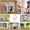 2-Story Outdoor Cat House All-Weather Wooden Feral Cat House Kitten Shelter with Escape Doors & Side Ladder