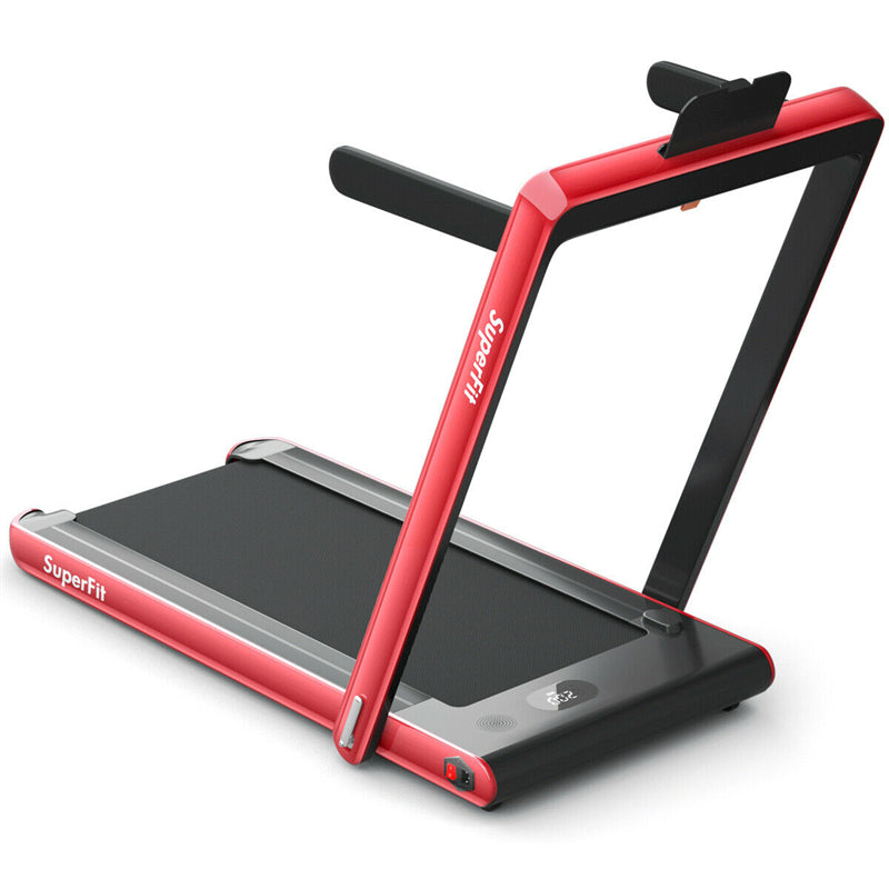 2 in 1 Folding Treadmill 2.25HP Superfit Under Desk Electric Treadmill Walking Pad with Dual Display & Remote Control