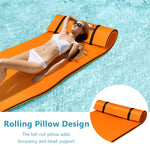 3-Layer Tear-Resistant XPE Foam Floating Water Pad Mat with Rolling Pillow Design