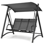 3 Person Aluminum Porch Swing Outdoor Patio Swing Chair with Adjustable Canopy