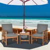3-Piece Outdoor Acacia Wood Furniture Set Patio Bistro Set with Coffee Table & Cushions
