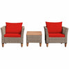 3-Piece Rattan Bistro Sofa Set Wicker Patio Furniture Set with Cushions & Side Table