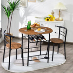3-Piece Small Dining Table Chair Set Space-Saving Bistro Set with Shelf Storage & Metal Frame