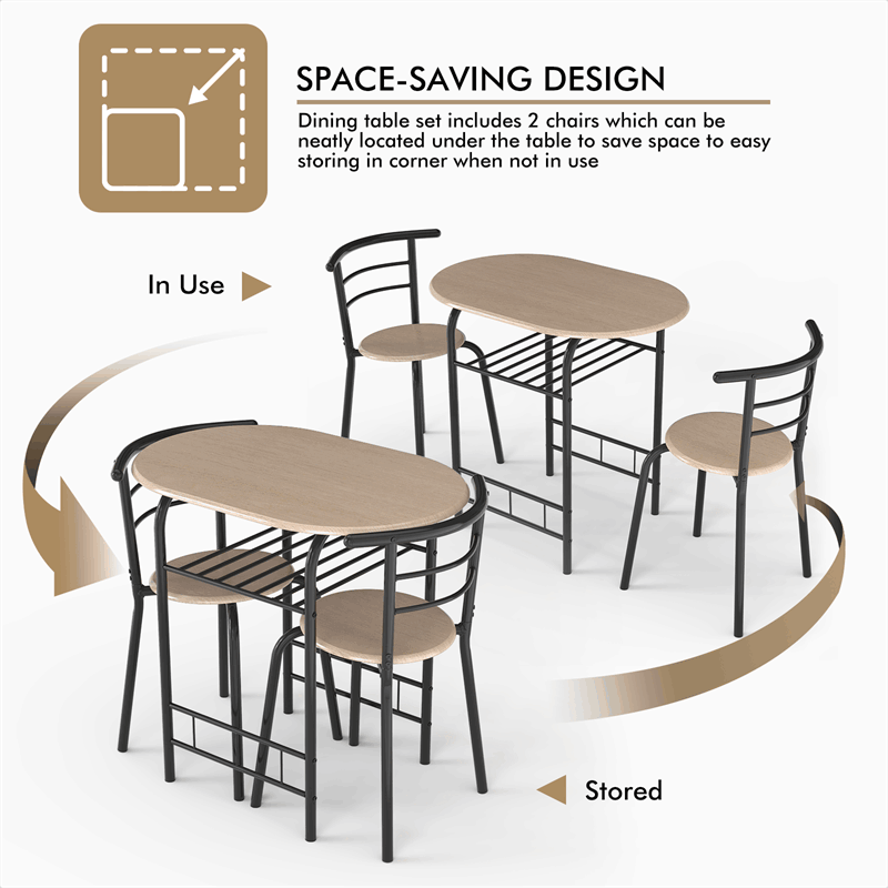 Best 3pcs Space Saving Bistro Set Dining Table Chair Set Sale
