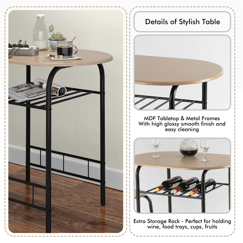 Best 3pcs Space Saving Bistro Set Dining Table Chair Set Sale