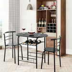 3-Piece Small Dining Table Chair Set Space-Saver Kitchen Bistro Set with Shelf Storage