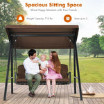 3-Seat Outdoor Porch Swing with Adjustable Tilt Canopy & Removable Cushions