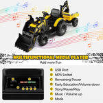 3-in-1 Kids Ride on Tractor Excavator Bulldozer 12V Battery Powered Electric Vehicle with Trailer Digger Shovel Bucket & Remote Control