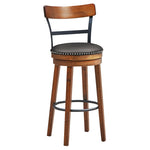 30.5" Swivel Bar Stools Set of 2 Bar Height Dining Chairs with Leather Padded Seats & Ergonomic Backrests