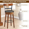 30.5" Swivel Bar Stools Set of 2 Counter Height Dining Chairs with Leather Padded Seats & Ergonomic Backrests