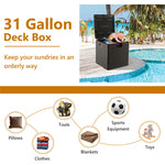 31 Gallon Patio Deck Box All Weather Outdoor Storage Container with Lockable Lid for Yard Garden
