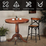 32" Round Pub Pedestal Side Table Wooden Dining Table with Adjustable Foot Pads