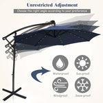 10Ft 360° Rotation Solar LED Offset Patio Umbrella with Cross Base