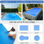 16x32 FT Solar Pool Cover Rectangular Hot Tub Thermal Blanket for Above Ground Swimming Pools with Carrying Bag